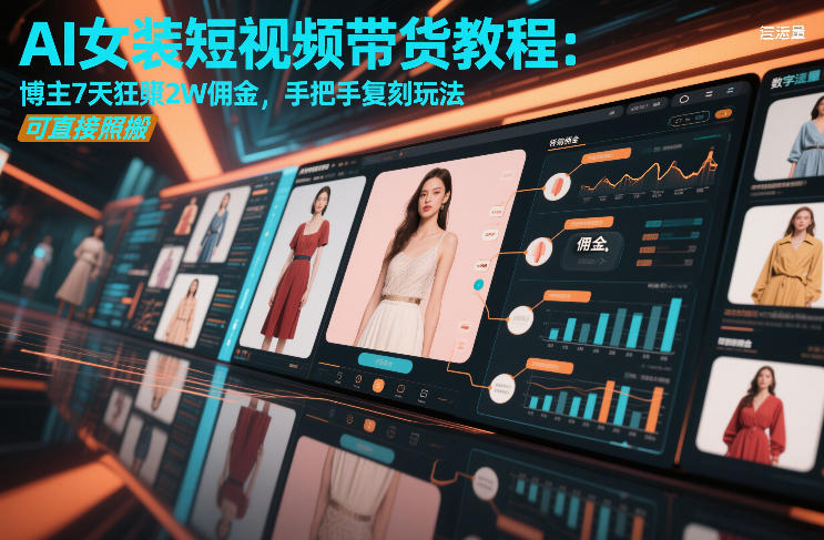 AI女装短视频带货教程：博主7天狂賺2W佣金，手把手复刻玩法，可直接照搬-九零网创