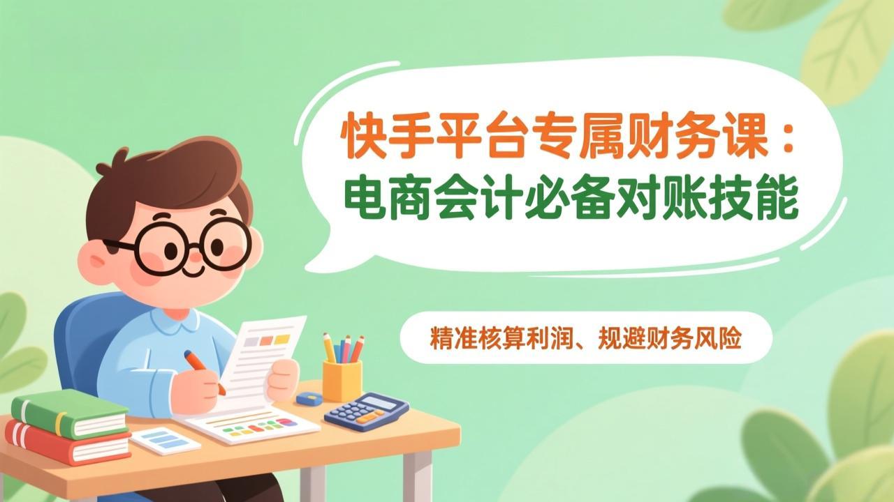 快手平台专属财务课：电商会计必备对账技能，精准核算利润、规避财务风险-九零网创