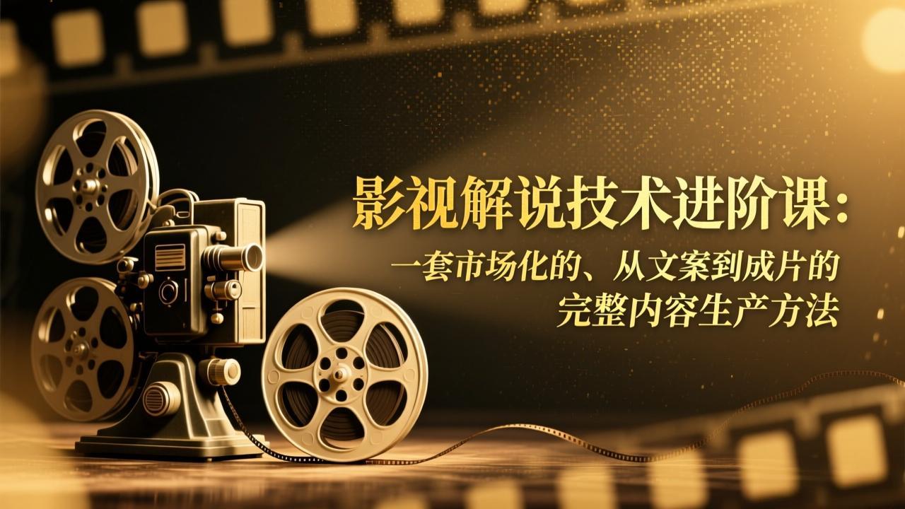 影视解说技术进阶课：一套市场化的、从文案到成片的完整内容生产方法-九零网创