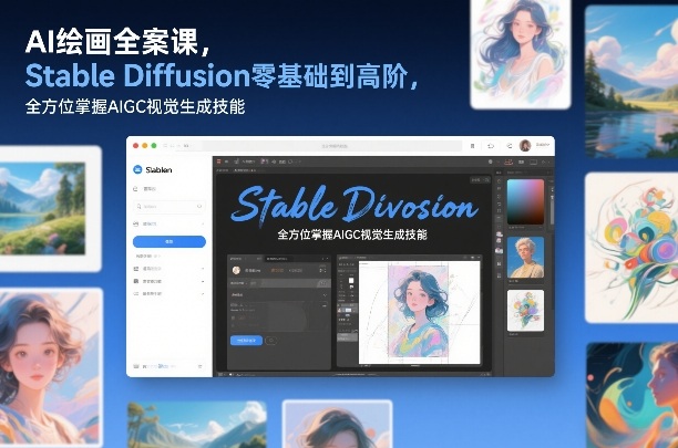 AI绘画全案课，Stable Diffusion零基础到高阶，全方位掌握AIGC视觉生成技能-九零网创