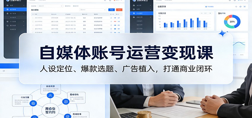 自媒体账号运营变现课：人设定位、爆款选题、广告植入，打通商业闭环-九零网创