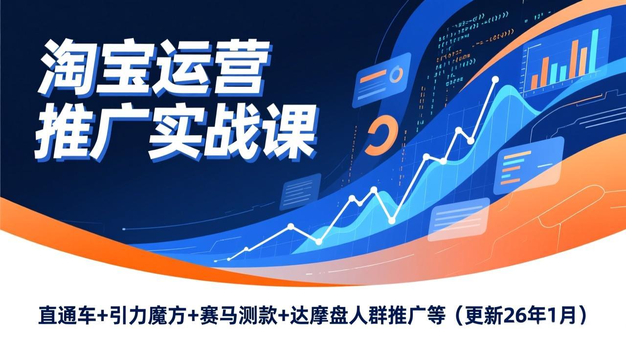 淘宝运营推广实战课，直通车+引力魔方+赛马测款+达摩盘人群推广等(更新26年1月-九零网创