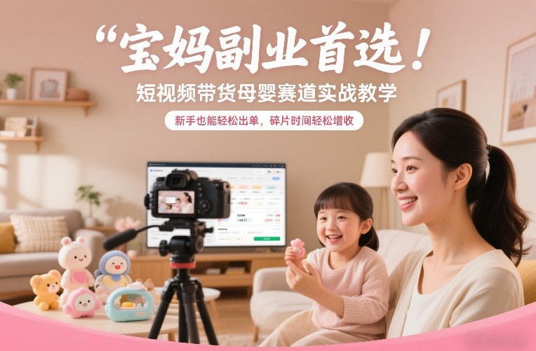 宝妈副业首选！短视频带货母婴赛道实战教学，新手也能轻松出单，碎片时间轻松增收-九零网创