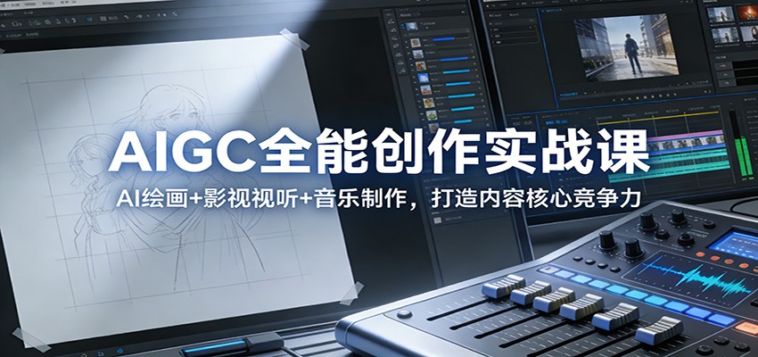 AIGC全能创作实战课：AI绘画+影视视听+音乐制作，打造内容核心竞争力-九零网创