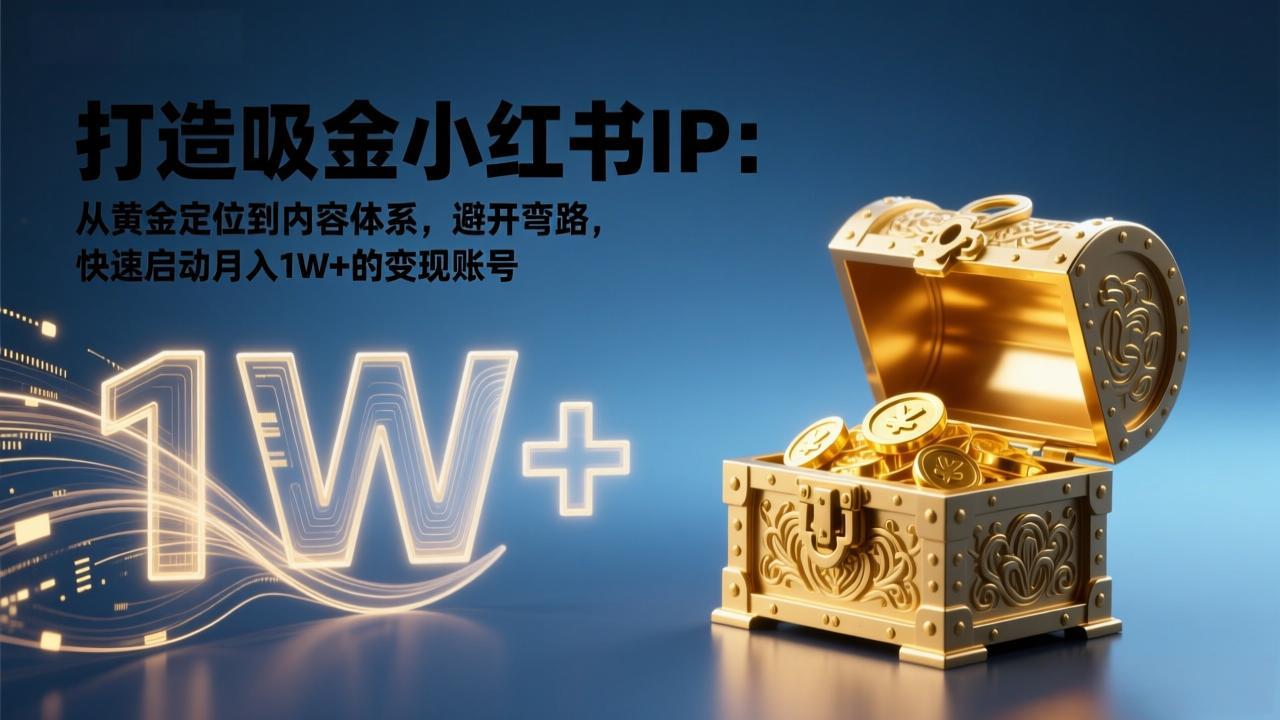 打造吸金小红书IP：从黄金定位到内容体系，避开弯路，快速启动月入1W+的变现账号-九零网创