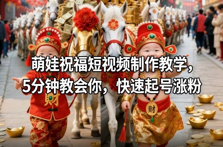 萌娃祝福短视频制作教学,5分钟教会你,快速起号涨粉-九零网创