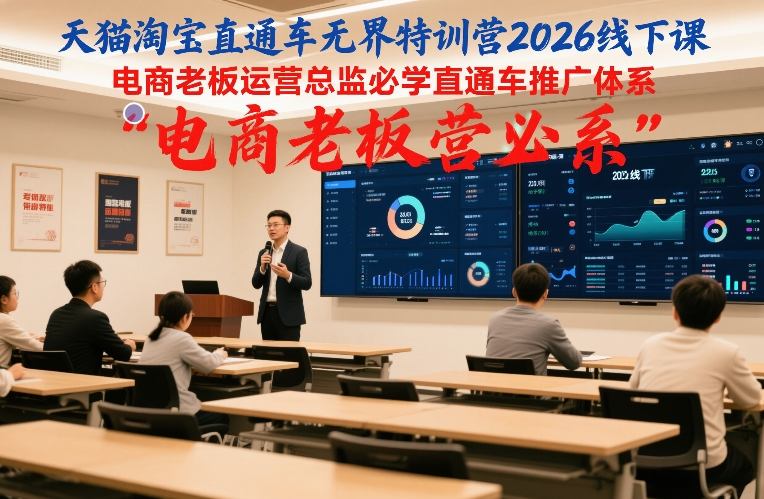 天猫淘宝直通车无界特训营2026线下课,电商老板运营总监必学直通车推广体系-九零网创