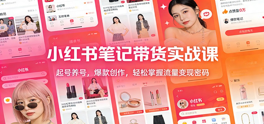 小红书笔记带货实战课:起号养号,爆款创作,轻松掌握流量变现密码-九零网创