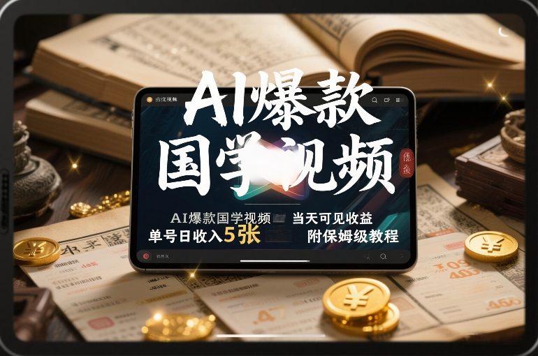 AI爆款国学视频,独家起号方法,小白直接上手,当天可见收益,单号日收入5张+附保姆级教程-九零网创