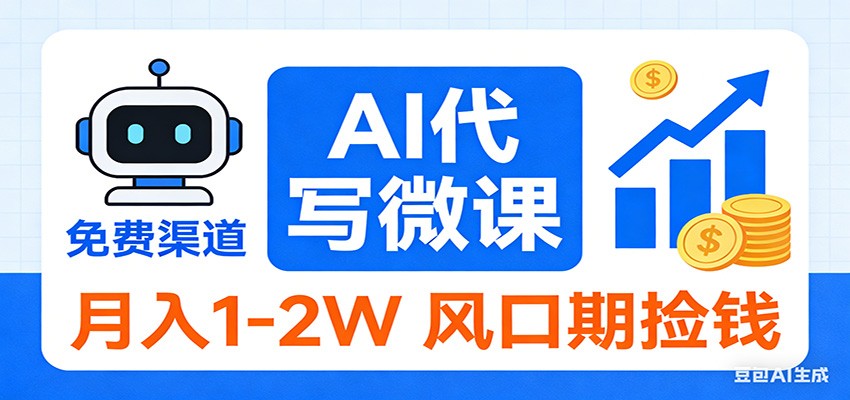 2026告别打工!AI 代写微课,提供免费渠道,月入 1-2W 风口期捡钱-九零网创