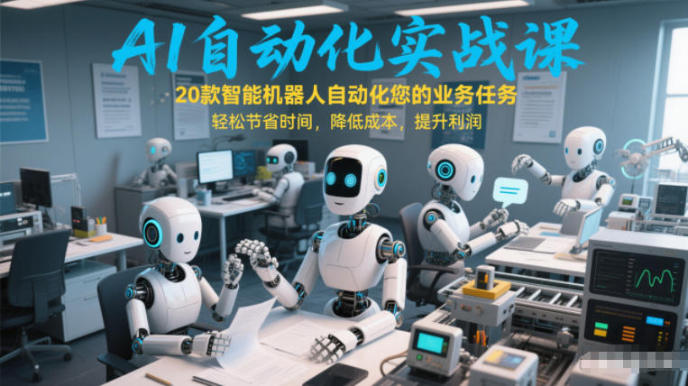 AI自动化实战课：20款智能机器人自动化您的业务任务，轻松节省时间，降低成本，提升利润-九零网创