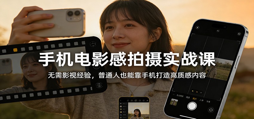 手机电影感拍摄实战课：无需影视经验，普通人也能靠手机打造高质感内容-九零网创