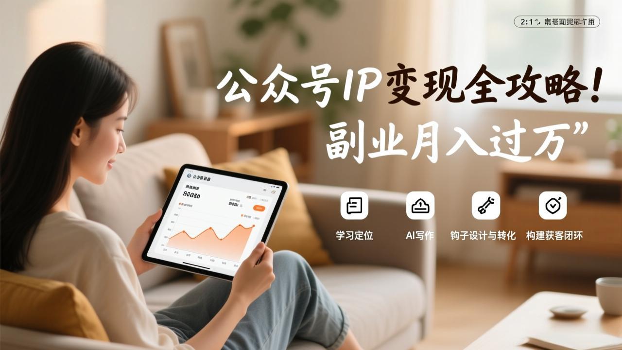公众号IP变现全攻略，学习定位、AI写作、钩子设计与转化，构建获客闭环，副业月入过万-九零网创