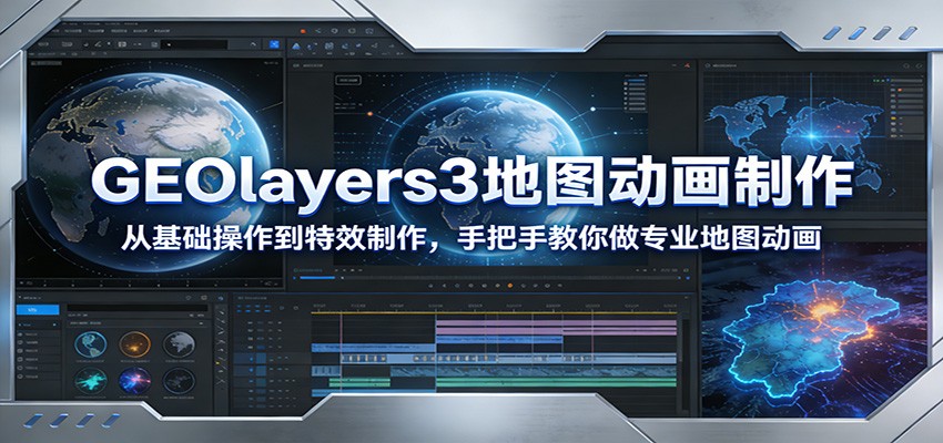 GEOlayers3地图动画制作：从基础操作到特效制作，手把手教你做专业地图动画-九零网创