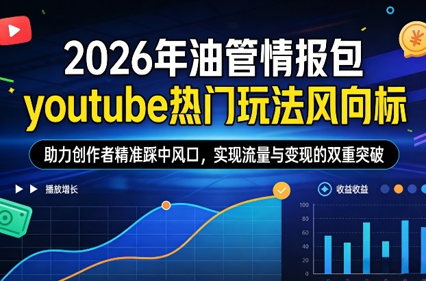 2026年油管情报包，youtube热门玩法风向标，助力创作者精准踩中风口，实现流量与变现的双重突破-九零网创