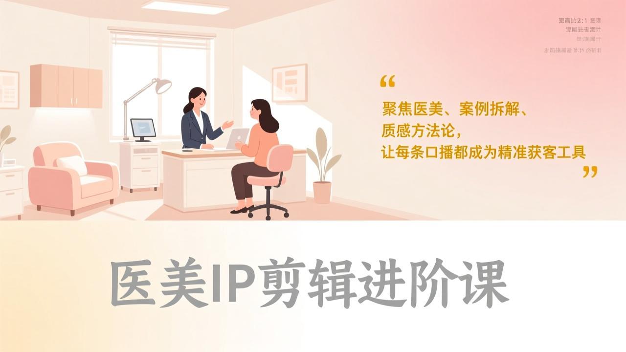 医美IP剪辑进阶课，聚焦医美、案例拆解、质感方法论，让每条口播都成为精准获客工具-九零网创