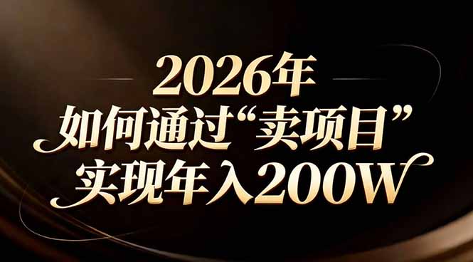 站在2026年的十字路口：一个普通人如何通过卖项目实现年入200万-九零网创