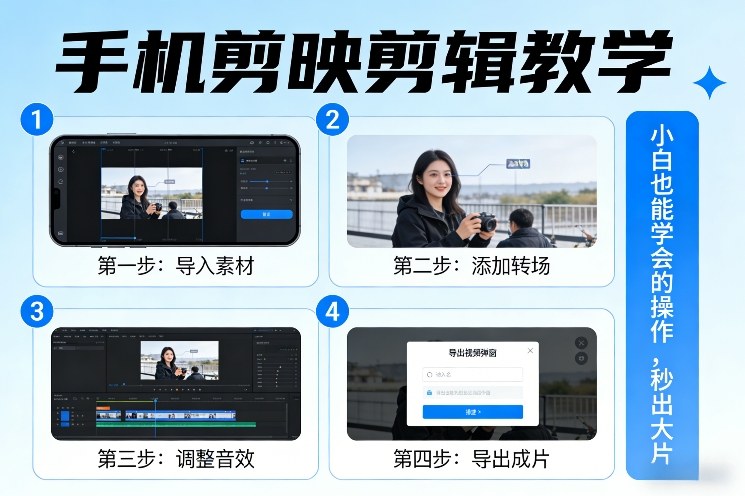 手机剪映剪辑教学，小白也能学会的操作，秒出大片-九零网创