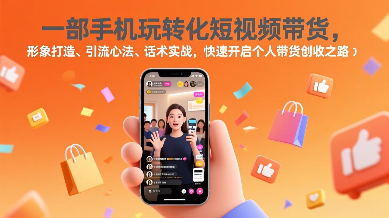 一部手机玩转化短视频带货，形象打造、引流心法、话术实战，快速开启个人带货创收之路-九零网创
