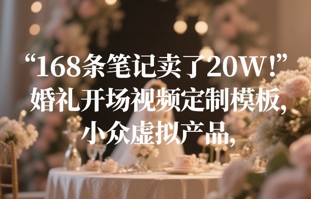 168条笔记卖了20W！婚礼开场视频定制模板，小众虚拟产品-九零网创
