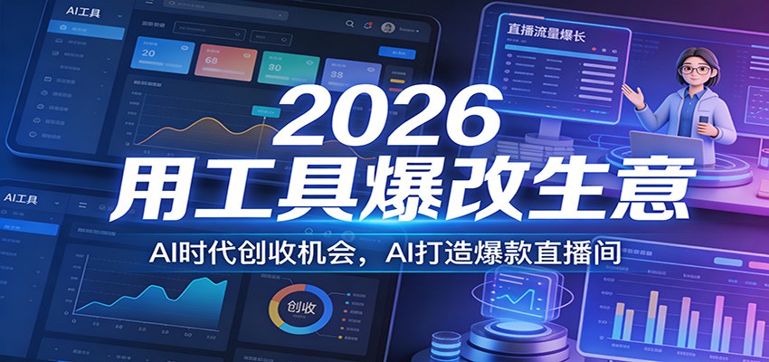 2026用工具爆改生意，AI时代创收机会，AI打造爆款直播间-九零网创