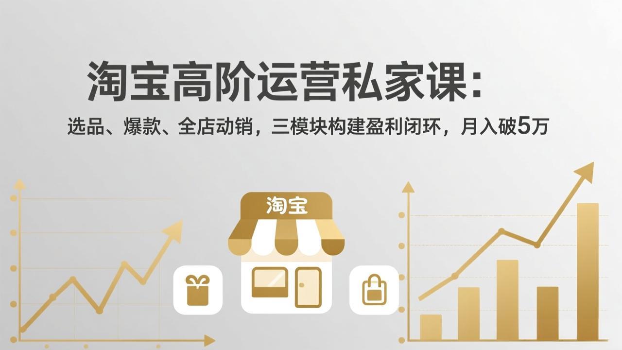 淘宝高阶运营私家课:选品、爆款、全店动销,三模块构建盈利闭环,月入破5万(更新26年2月-九零网创