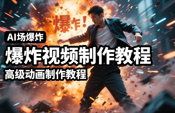 AI场景爆炸视频制作教程,利用人物实拍视频制作出高级的动画特效-九零网创