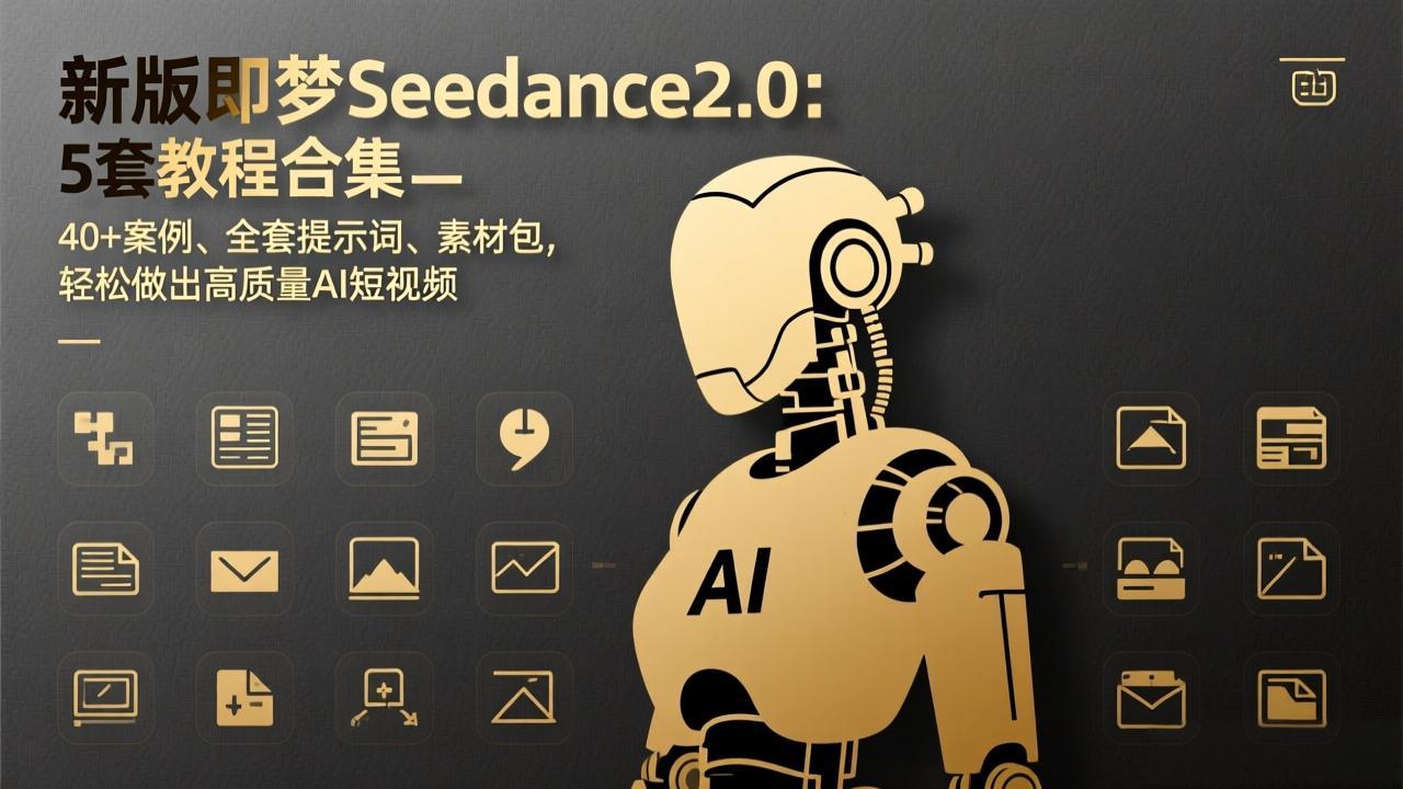 新版即梦Seedance2.0:5套教程合集,40+案例、全套提示词、素材包,轻松做出高质量AI短视频-九零网创