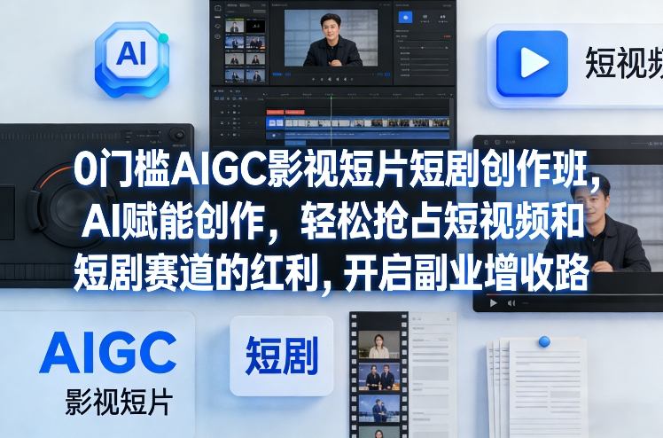 0门槛AIGC影视短片短剧创作班,AI赋能创作,轻松抢占短视频和短剧赛道的红利,开启副业增收路-九零网创