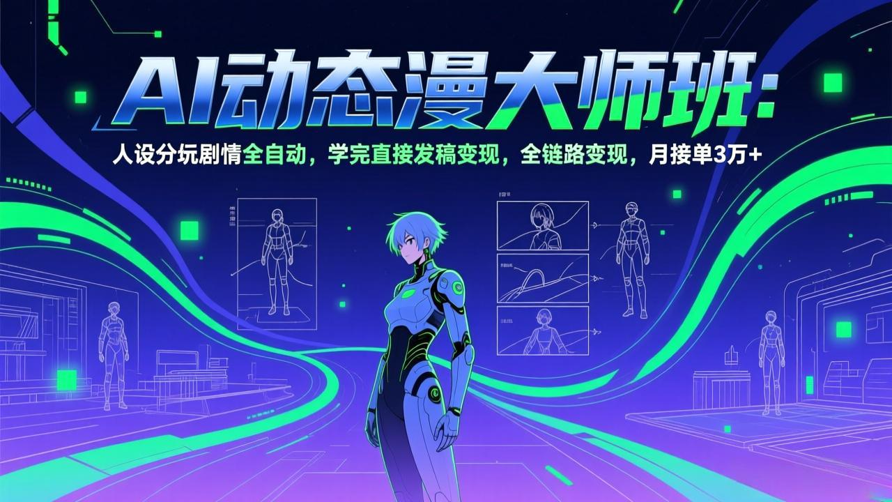 AI动态漫剧大师班：人设分镜剧情全自动，学完直接发稿变现，全链路变现，月接单3万+-九零网创