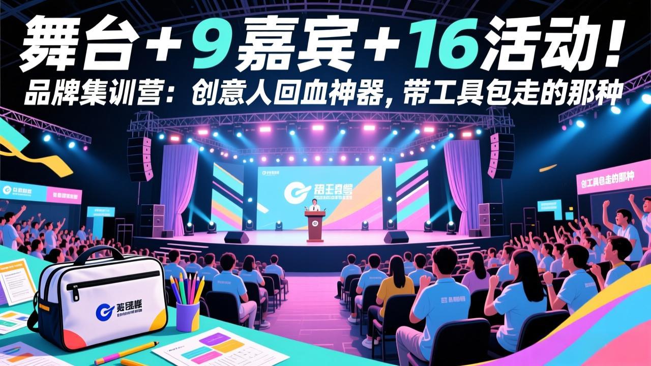 舞台 + 9 嘉宾 + 16 活动！品牌集训营：创意人回血神器，带工具包走的那种-九零网创