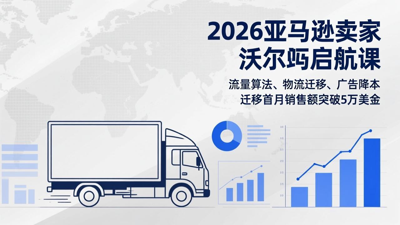 2026亚马逊卖家沃尔玛启航课，流量算法、物流迁移、广告降本，迁移首月销售额突破5万美金-九零网创