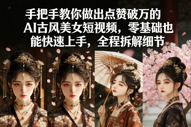 手把手教你做出点赞破万的AI古风美女短视频，零基础也能快速上手，全程拆解细节-九零网创