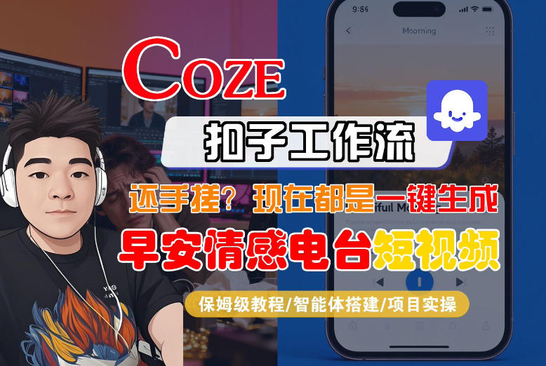 【Coze工作流搭建实操教程】【coze】早安情感电台日签视频还在手动做？用扣子工作流自动生成，省时90%-九零网创