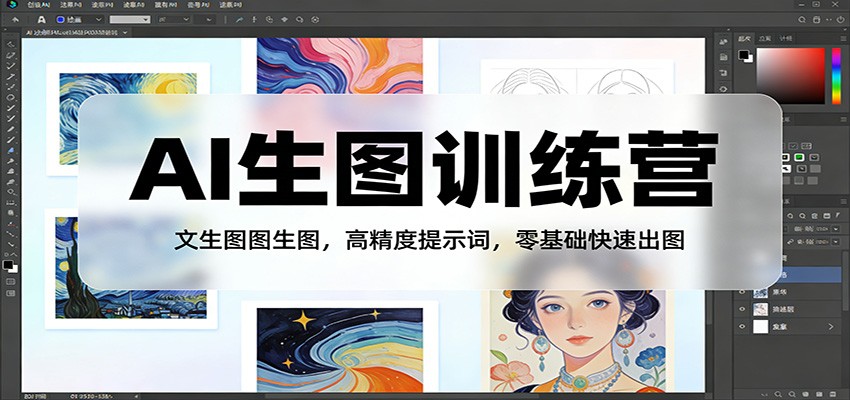AI生图训练营：文生图图生图，高精度提示词，零基础快速出图-九零网创