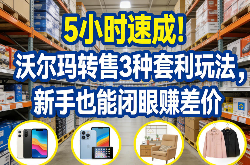 5小时速成！沃尔玛转售3种套利玩法，新手也能闭眼賺差价-九零网创