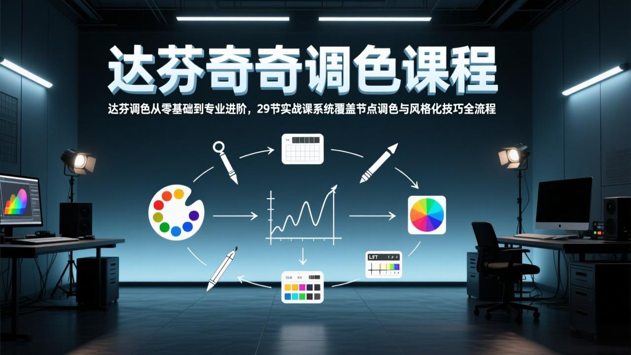 达芬奇调色从零基础到专业进阶,29节实战课系统覆盖节点调色与风格化技巧全流程-九零网创