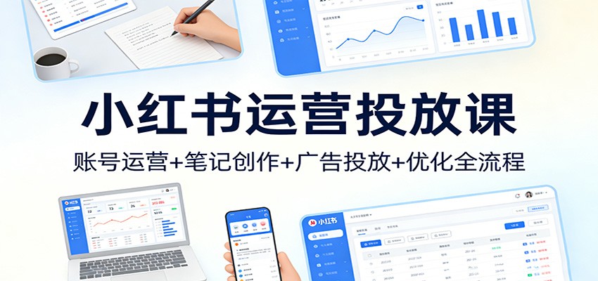 小红书运营投放课:账号运营+笔记创作+广告投放+优化全流程-九零网创