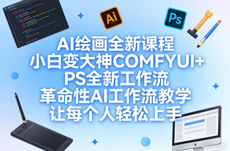 AI绘画全新课程，小白变大神COMFYUI+PS全新工作流，革命性AI工作流教学，让每个人轻松上手-九零网创