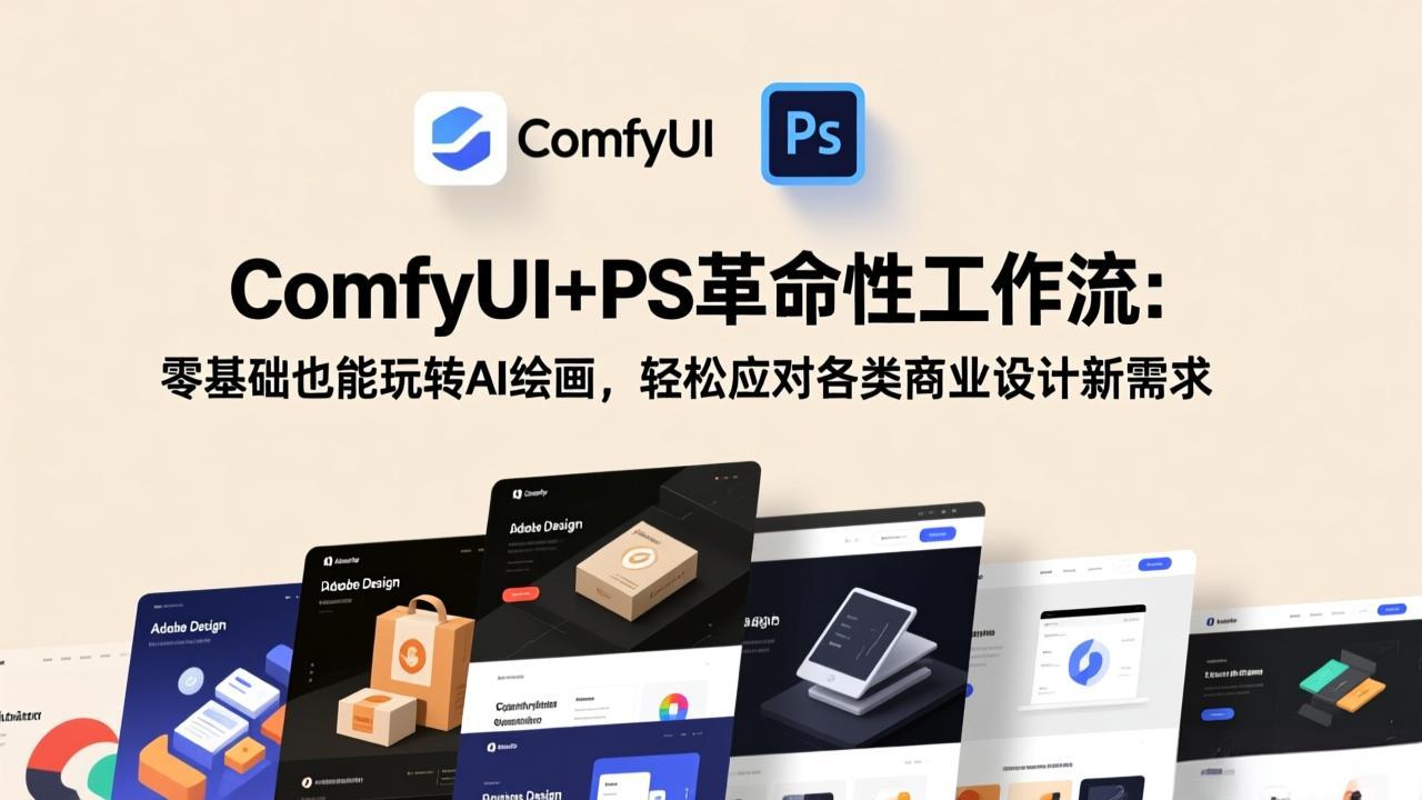 ComfyUI+PS革命性工作流：零基础也能玩转AI绘画，轻松应对各类商业设计新需求-九零网创