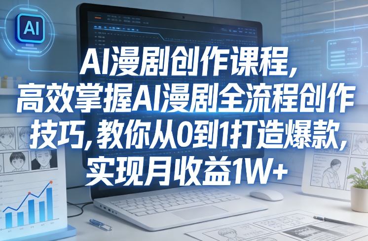 某社群AI漫剧创作课程,高效掌握AI漫剧全流程创作技巧,教你从0到1打造爆款,实现月收益1W+-九零网创