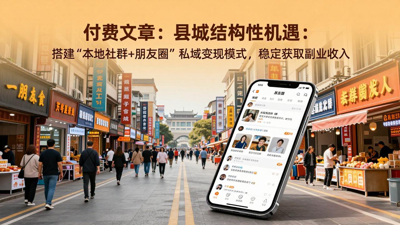 付费文章:县城结构性机遇:搭建“本地社群+朋友圈”私域变现模式,稳定获取副业收入-九零网创