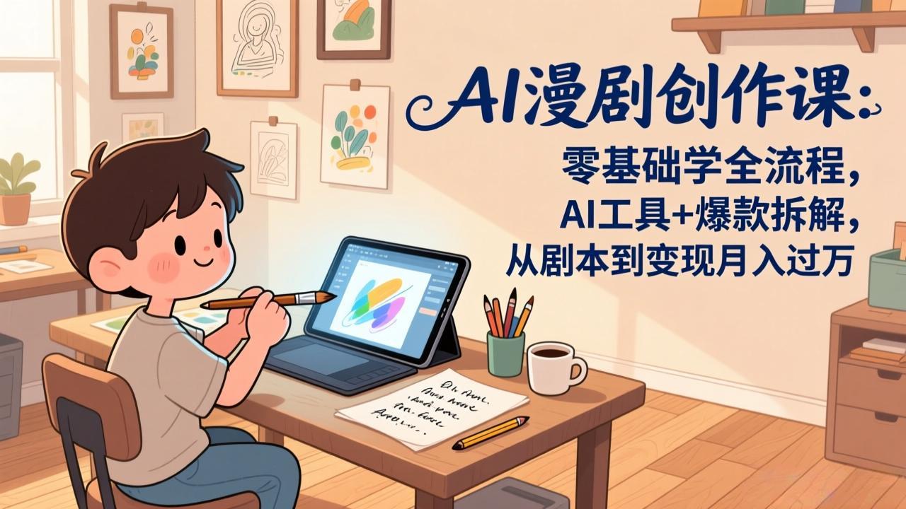 AI漫剧创作课:零基础学全流程,AI工具+爆款拆解,从剧本到变现月入过万-九零网创