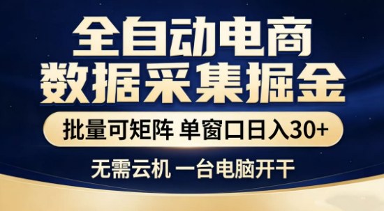 独家电商数据全自动采集项目，批量可矩阵，单窗口轻松日入3张+【揭秘】-九零网创