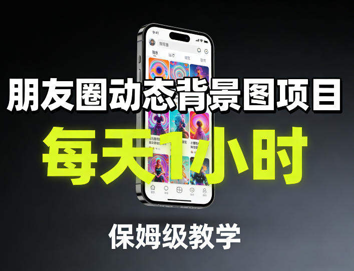 朋友圈动态背景图项目，每天1小时，保姆级教学-九零网创