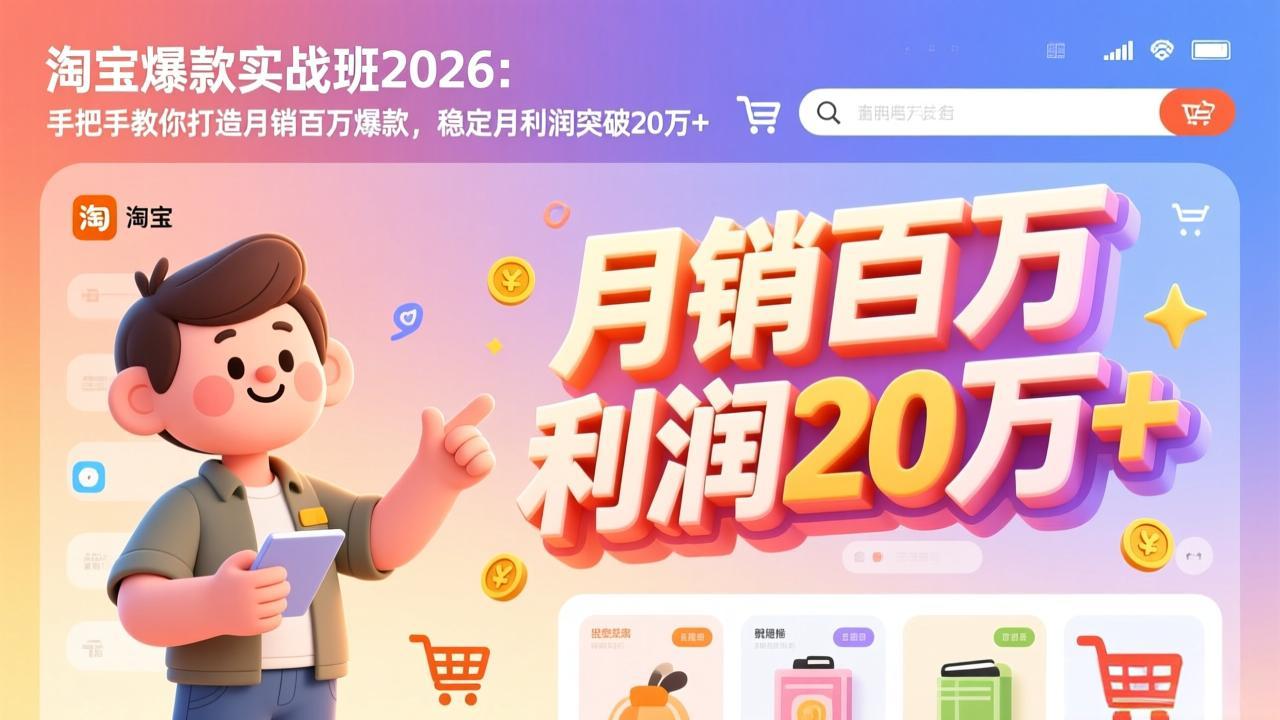 淘宝爆款实战班-2026年3月更新：手把手教你打造月销百万爆款，稳定月利润突破20万+-九零网创