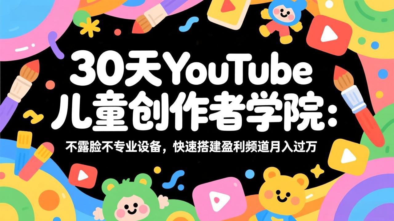 30天YouTube儿童创作者学院：不露脸不专业设备，快速搭建盈利频道月入过万-九零网创