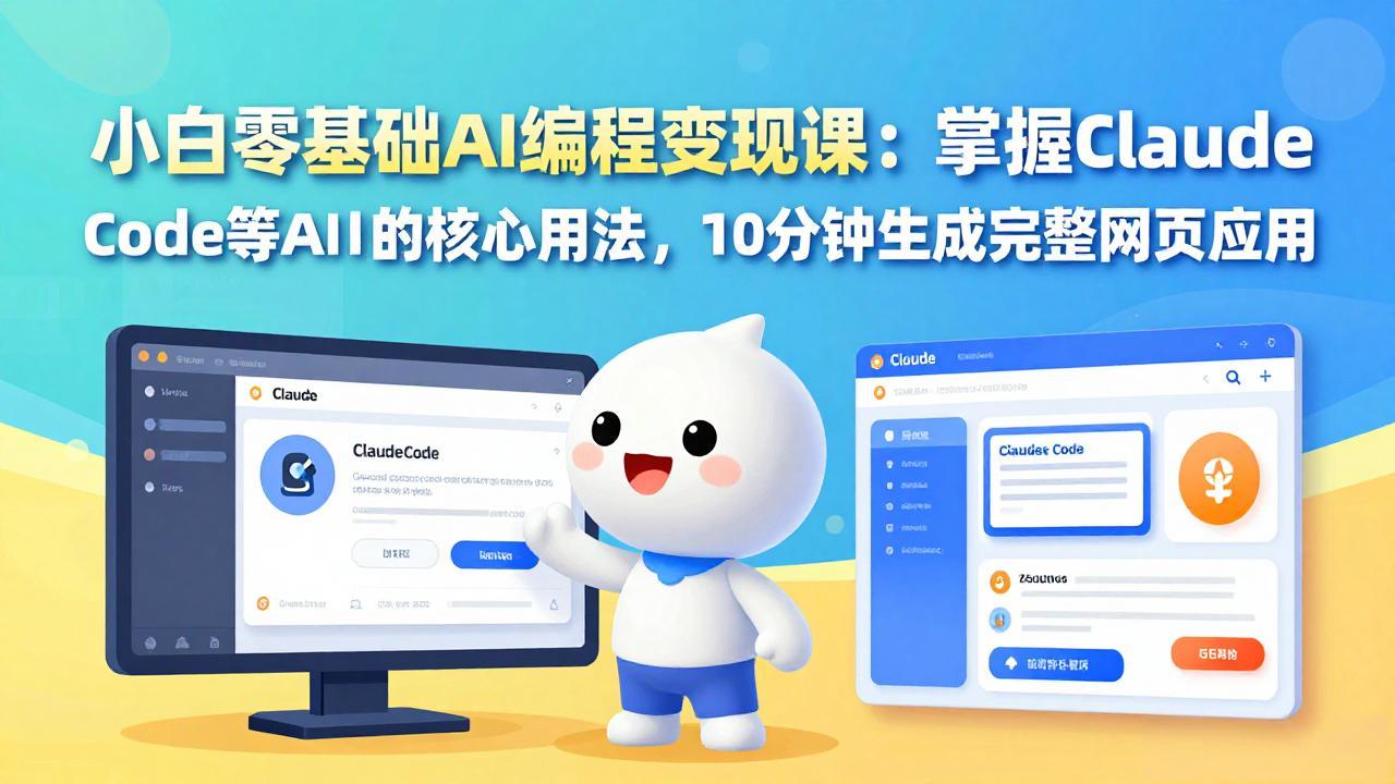 小白零基础AI编程变现课：掌握Claude Code等AI工具的核心用法，10分钟生成完整网页应用-九零网创