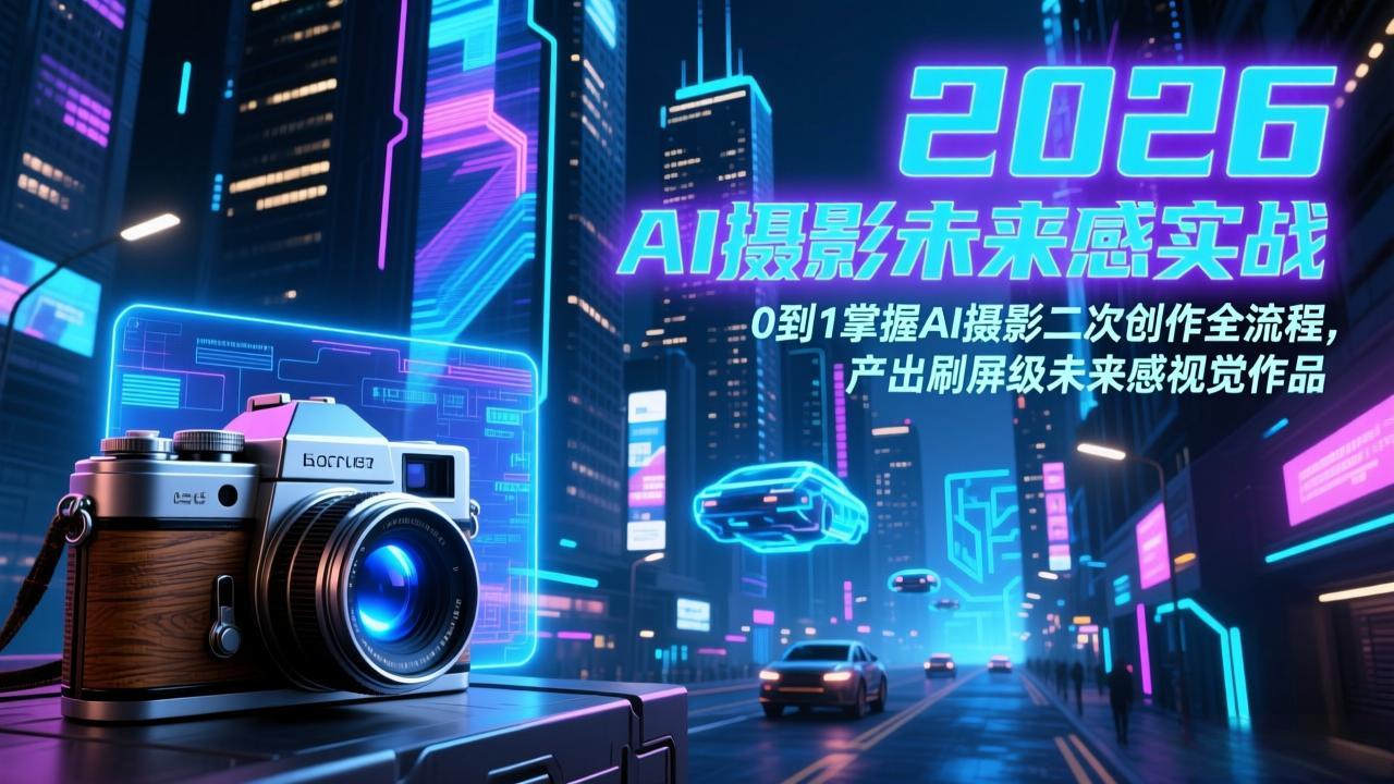 2026 AI摄影未来感实战:0到1掌握AI摄影二次创作全流程,产出刷屏级未来感视觉作品-九零网创