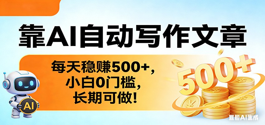 靠AI自动写作文章，每天稳赚500+，小白0门槛，长期可做！-九零网创